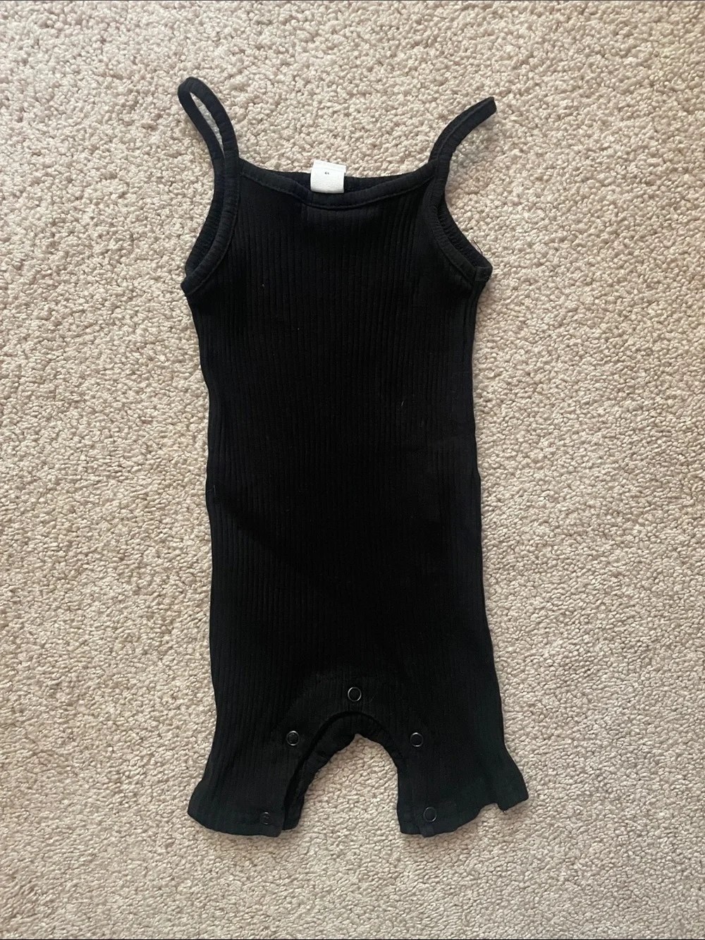 Two-Piece Baby Set - Tan Motorcycle Crop Tee & Black Ribbed Romper